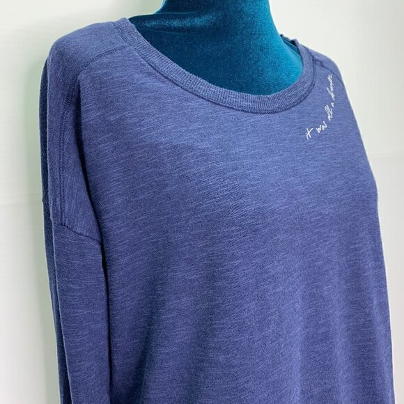 Gap Shirt Small It Was All A Dream Blue Long Sleeve Tee Shoulder Graphic - Picture 5 of 9